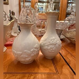 LENOX White Floral Ceramic Vases - Pair